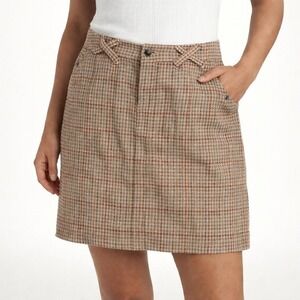 80s Mini Skirt Brown Academia Houndstooth Stretch Preppy Sonoma Sz 10
